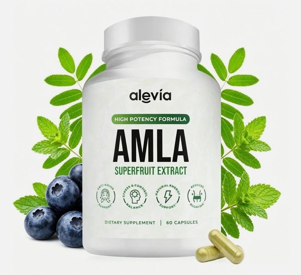 2x Alevia Organic Amla Capsules 1000mg Indian Gooseberry Antioxidant Supplement
